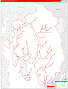 Ketchikan Gateway County Wall Map Red Line Style